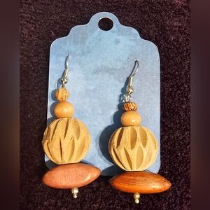 Artisan Wooden Drop Earrings